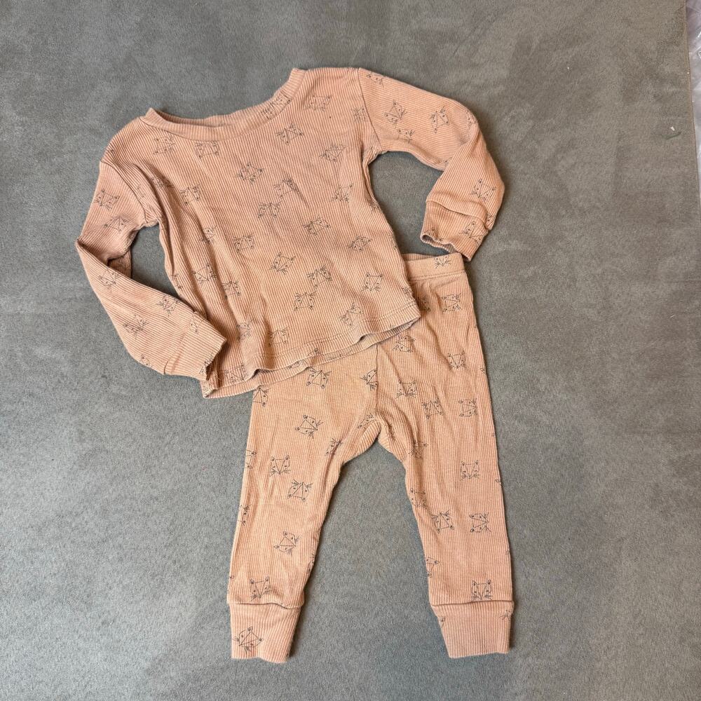 Rylee & Cru Outfit Matching Set Pants Shirt 0-3 Months Ribbed Fox Print
